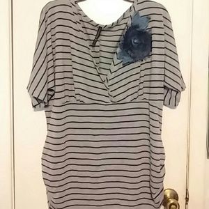 Black and gray stripey Plus size shirt